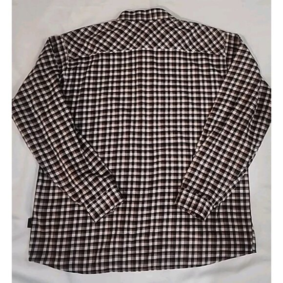 Patagonia Long Sleeve Organic Cotton Shirt Men Large Plaid Check Button Navy Brn - Picture 6 of 8